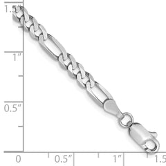 14K 4mm White Gold Flat Figaro Chain Lobster Clasp
