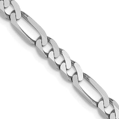 14K 4mm White Gold Flat Figaro Chain Lobster Clasp