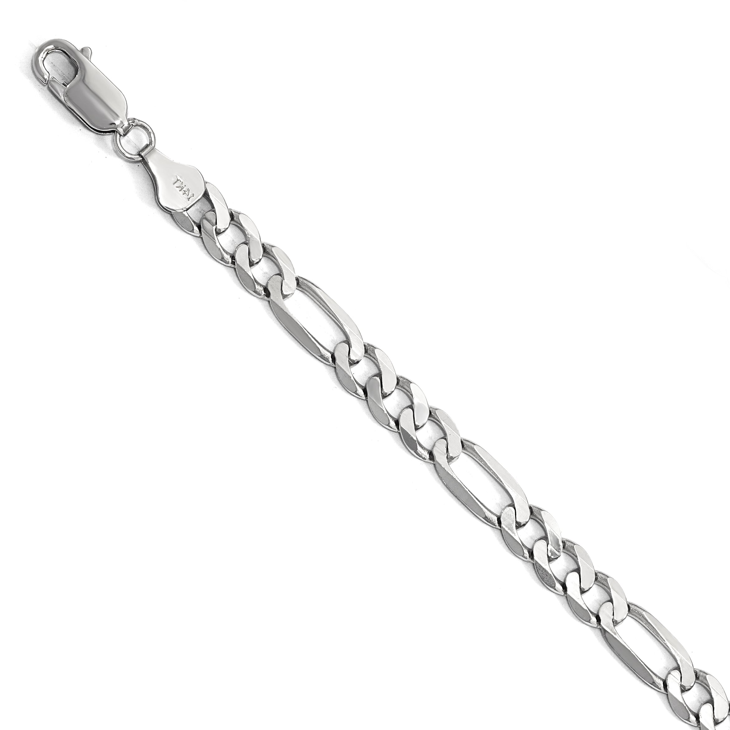 14K White Gold 6mm Flat Figaro Chain