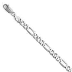 14K White Gold 6mm Flat Figaro Chain