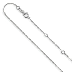 14k White Gold 1.25mm Round Cable 2in+2in Adjustable Chain