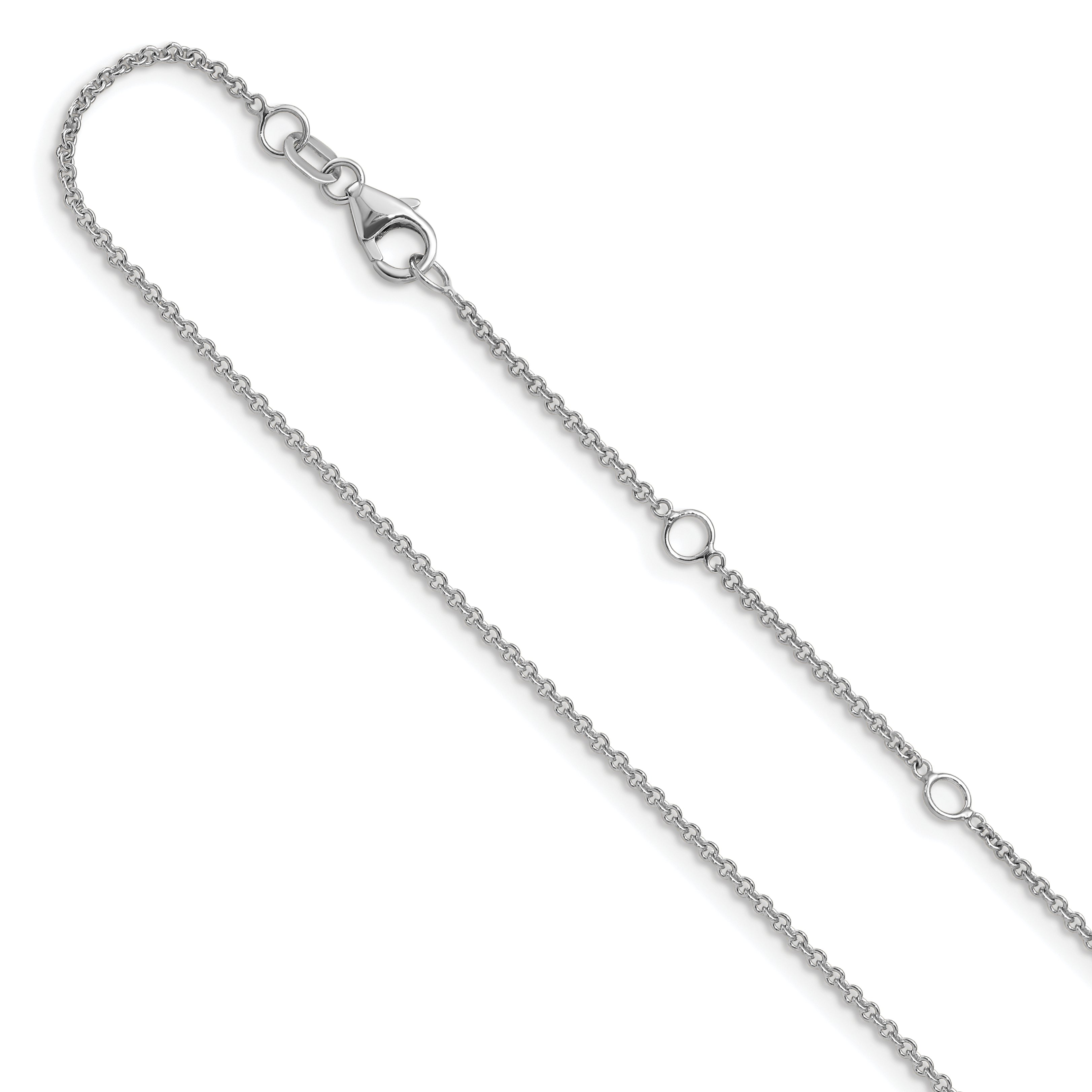 14k White Gold 1.4mm Round Cable 2in+2in Adjustable Chain