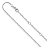 14k White Gold 1.4mm Round Cable 2in+2in Adjustable Chain