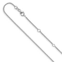 14k White Gold 1.4mm Round Cable 2in+2in Adjustable Chain