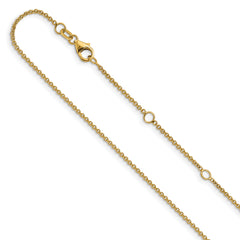 14k 1.4mm Round Cable 2in+2in Adjustable Chain