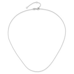14k White Gold 1.1mm D/C Square Cable 2in+2in Adjustable Chain