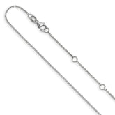 14k White Gold 1.1mm D/C Square Cable 2in+2in Adjustable Chain