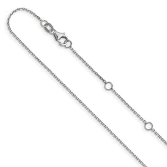 14k White Gold 1.1mm D/C Square Cable 2in+2in Adjustable Chain