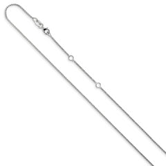 14K White Gold 1mm D/C Open Franco 1in+1in Adjustable Chain