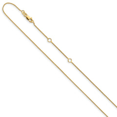 14K .8mm Baby Spiga 1in+1in Adjustable Chain