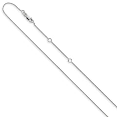 14K White Gold .8mm Baby Spiga 1in+1in Adjustable Chain