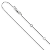 14K White Gold .8mm Baby Spiga 1in+1in Adjustable Chain
