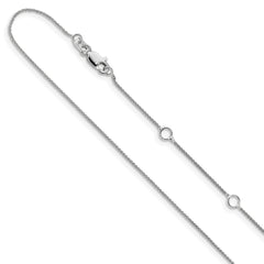 14K White Gold .8mm Baby Spiga 1in+1in Adjustable Chain
