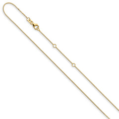 14K .7mm Box 1in+1in Adjustable Chain