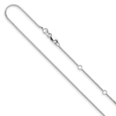 14K White Gold .95mm Box 1in+1in Adjustable Chain