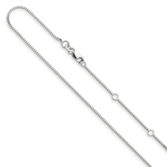 14K White Gold .95mm Box 1in+1in Adjustable Chain