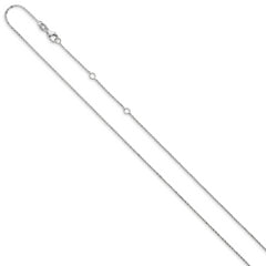 14k White Gold 1.2mm Flat Cable 1in+1in Adjustable Chain