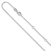 14k White Gold 1.2mm Flat Cable 1in+1in Adjustable Chain