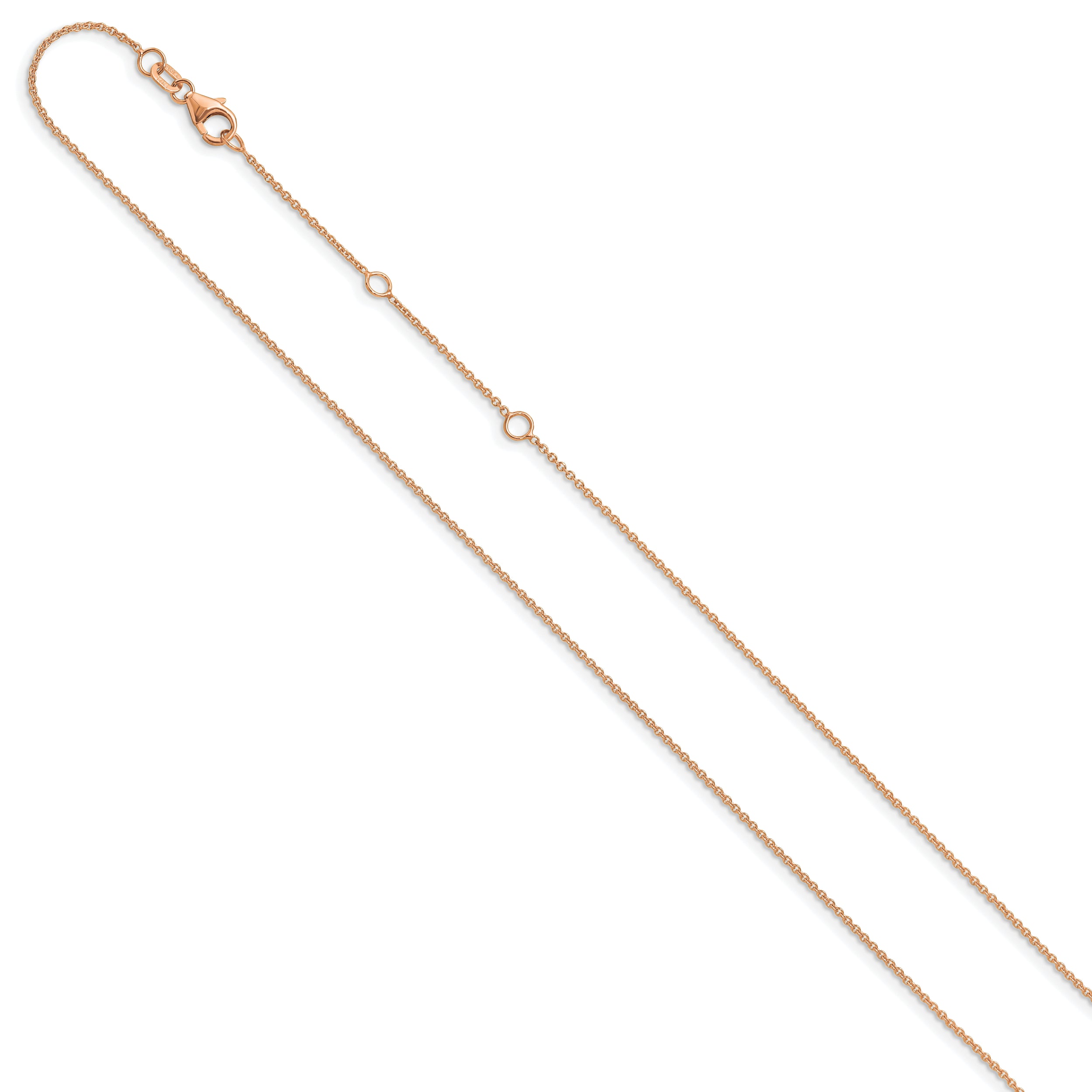 14k Rose Gold 1.10mm Round Cable 1in+1in Adjustable Chain