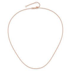 14k Rose Gold 1.10mm Round Cable 1in+1in Adjustable Chain