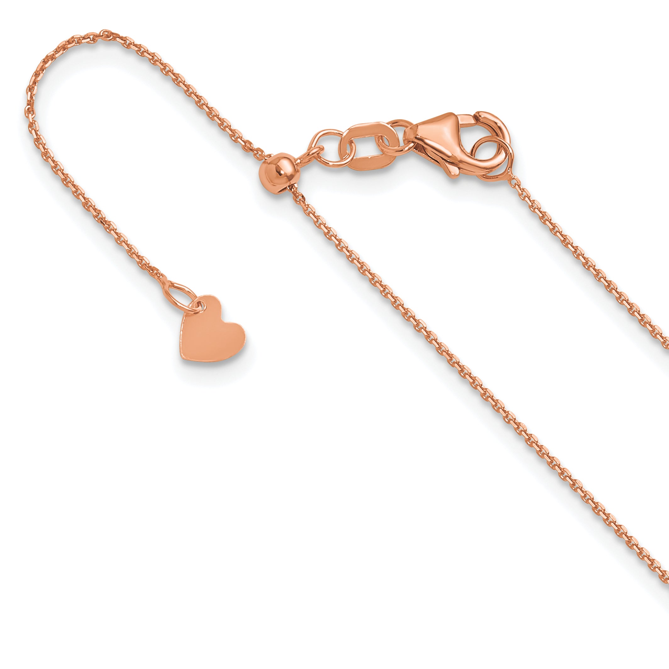 14K Rose Gold Adjustable 1mm D/C Cable Chain