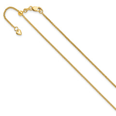 14K Adjustable 1.35mm Round Box Chain