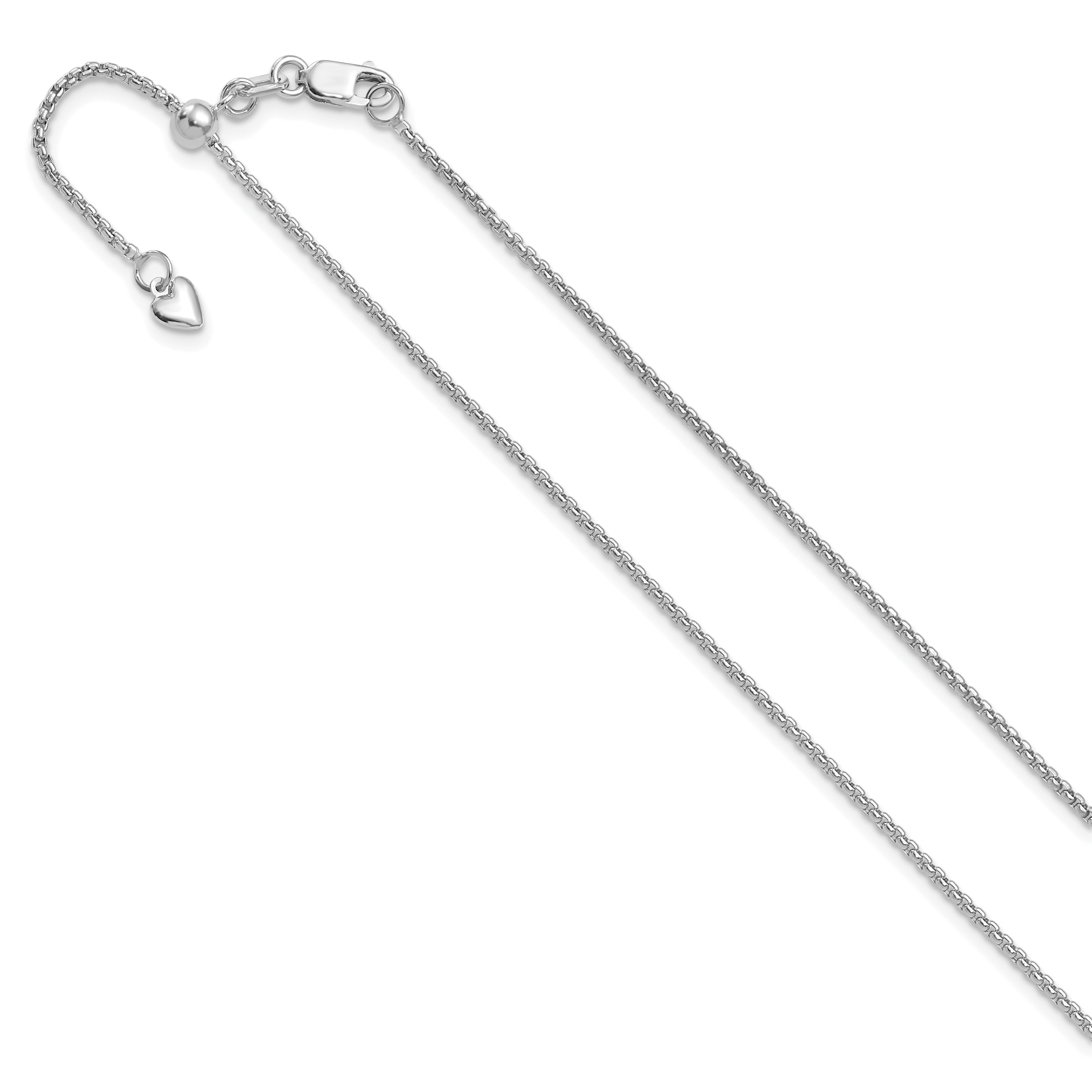 14K White Gold Adjustable 1.35mm Round Box Chain
