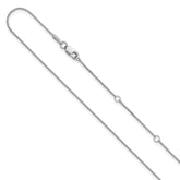 14K White Gold .65mm D/C Spiga 1in+1in Adjustable Chain