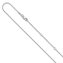 14K White Gold .65mm D/C Spiga 1in+1in Adjustable Chain