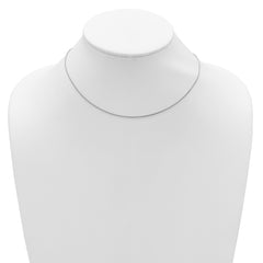 14K White Gold 1mm D/C Spiga 1in+1in Adjustable Chain