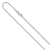 14K White Gold 1mm D/C Spiga 1in+1in Adjustable Chain