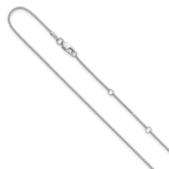 14K White Gold 1mm D/C Spiga 1in+1in Adjustable Chain