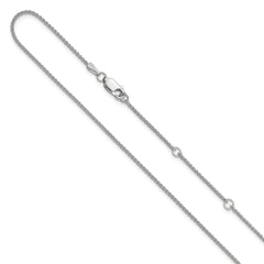 14K White Gold 1.2mm Baby Spiga 1in+1in Adjustable Chain