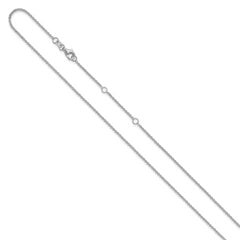 14K White Gold 1.4mm Flat Cable 1in+1in Adjustable Chain