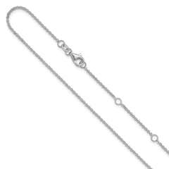 14K White Gold 1.4mm Flat Cable 1in+1in Adjustable Chain