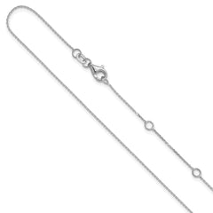 14k White Gold .85mm D/C Square Cable 1in+1in Adjustable Chain