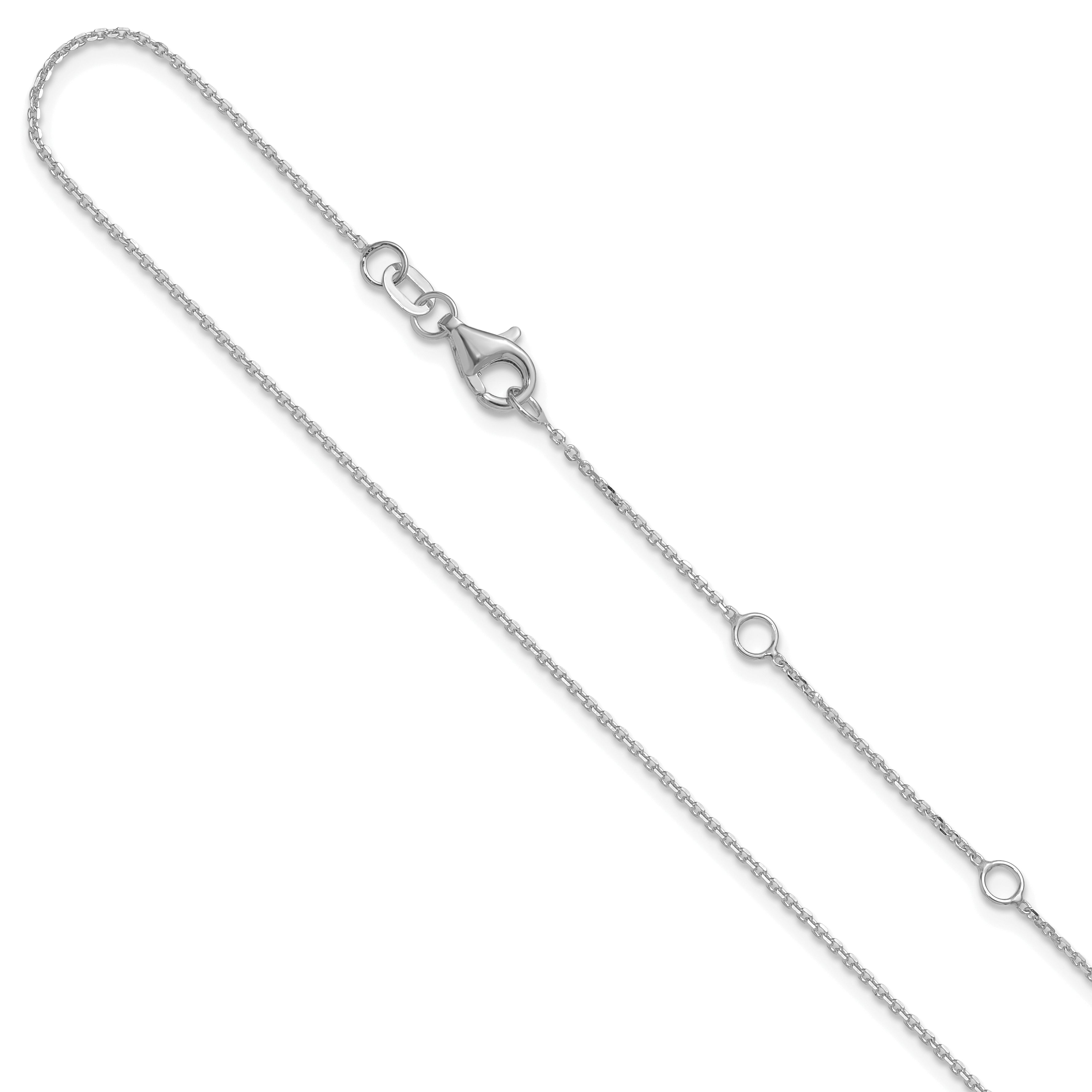14k White Gold 1mm D/C Square Cable 1in+1in Adjustable Chain