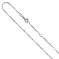 14k White Gold 1.4mm D/C Square Cable 1in+1in Adjustable Chain