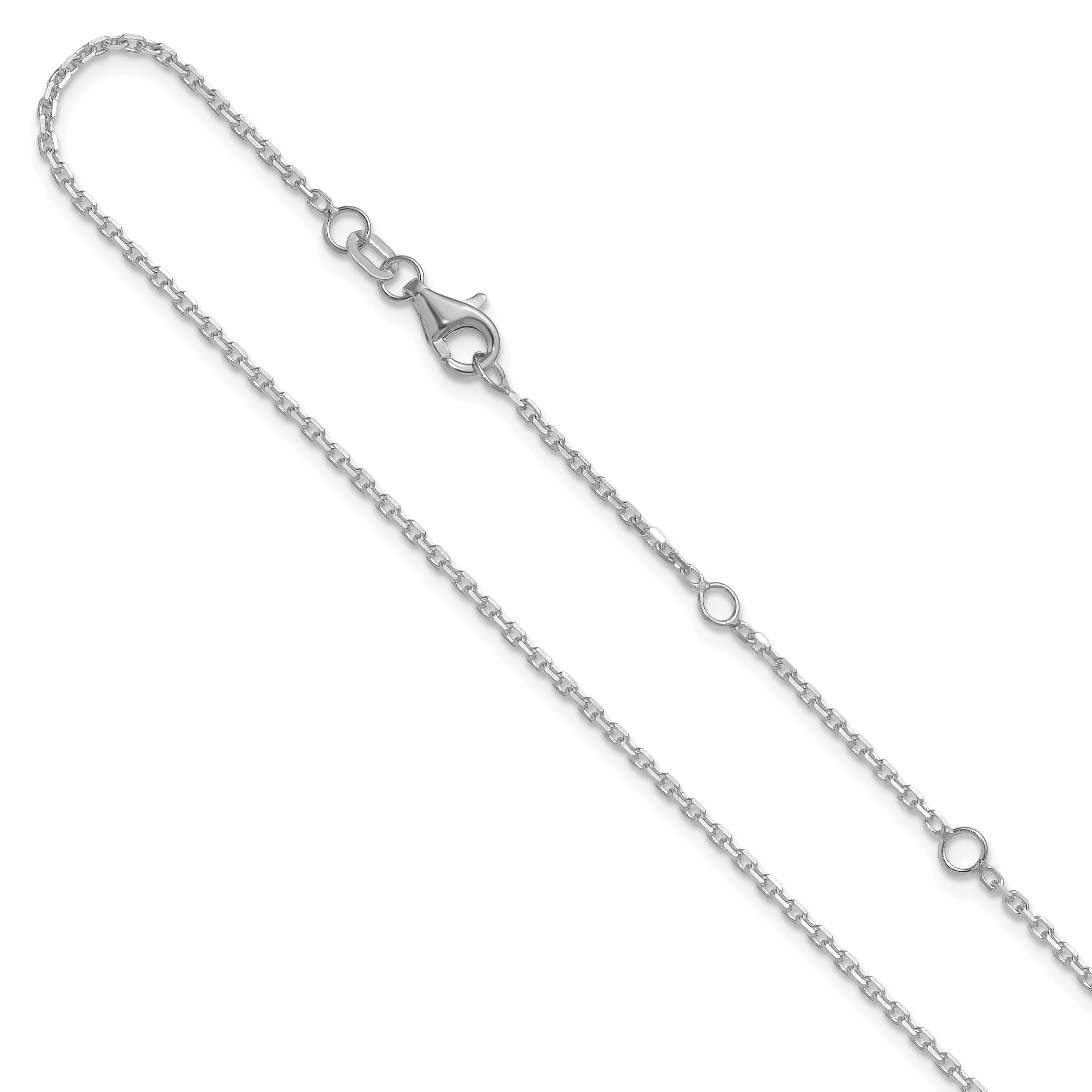 14k White Gold 1.5mm D/C Square Cable 1in+1in Adjustable Chain