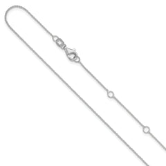 14k White Gold .9mm Round Cable 1in+1in Adjustable Chain