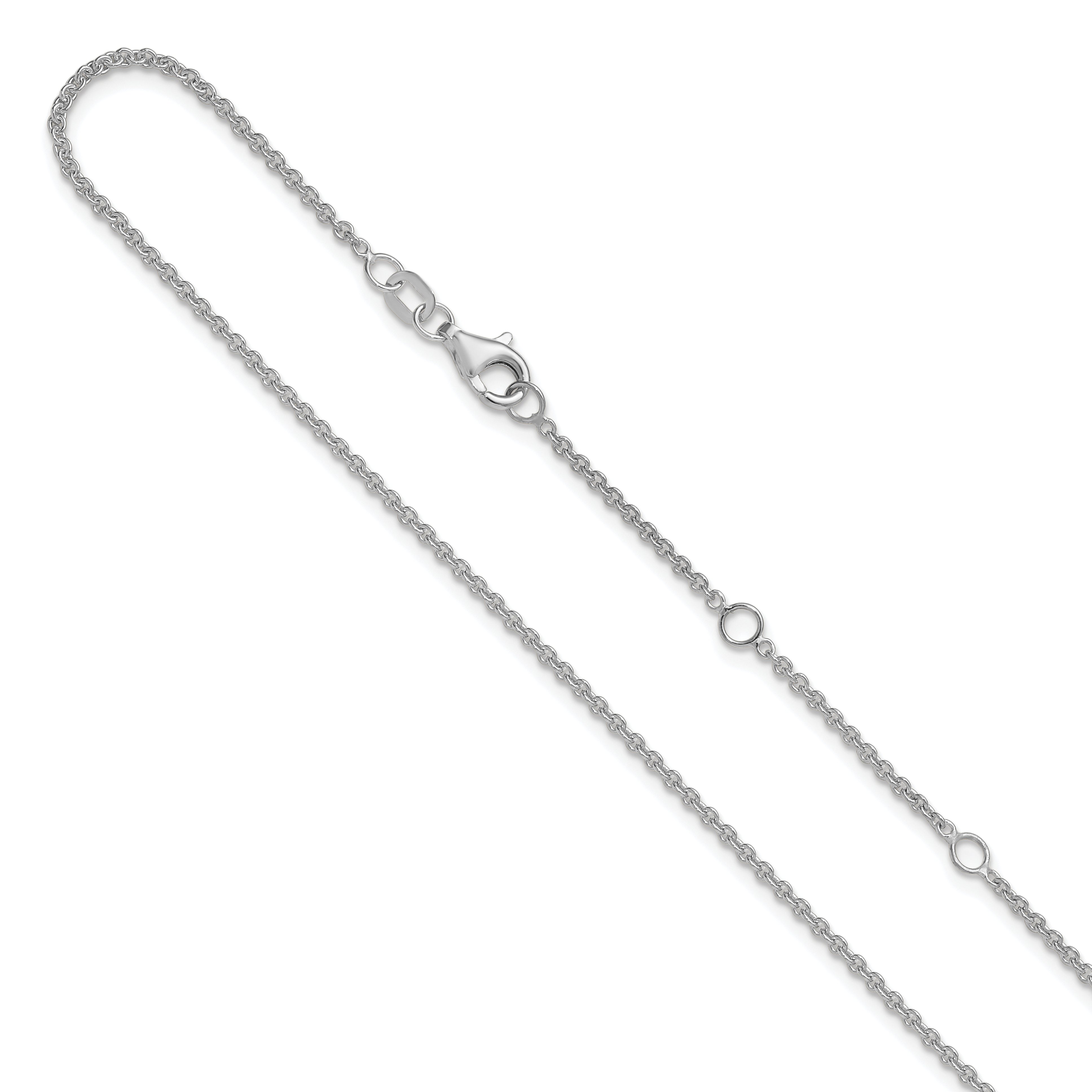 14k White Gold 1.6mm Round Cable 1in+1in Adjustable Chain