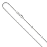 14k White Gold 1.6mm Round Cable 1in+1in Adjustable Chain