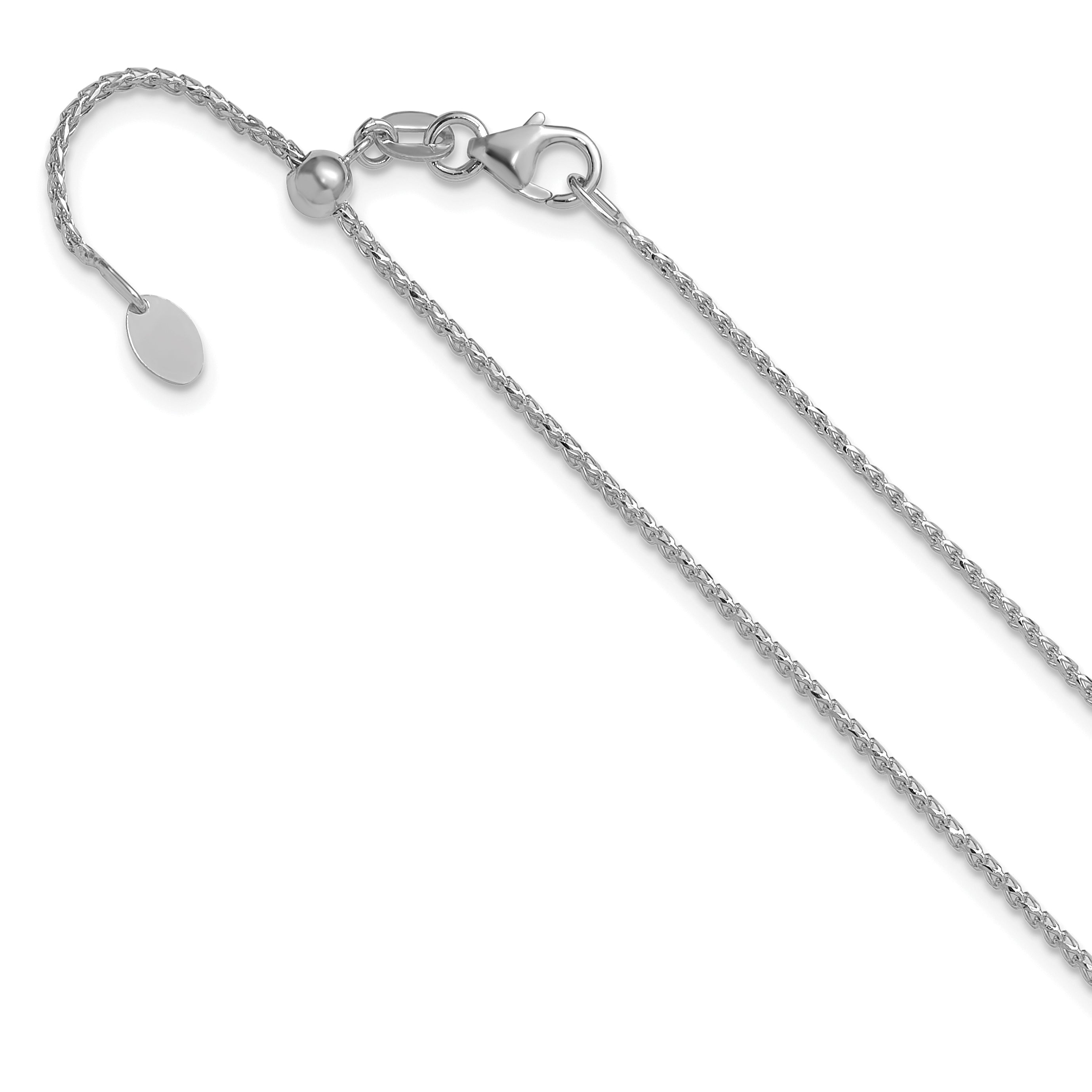 14K White Gold Adjustable 1.15mm D/C Open Franco Chain