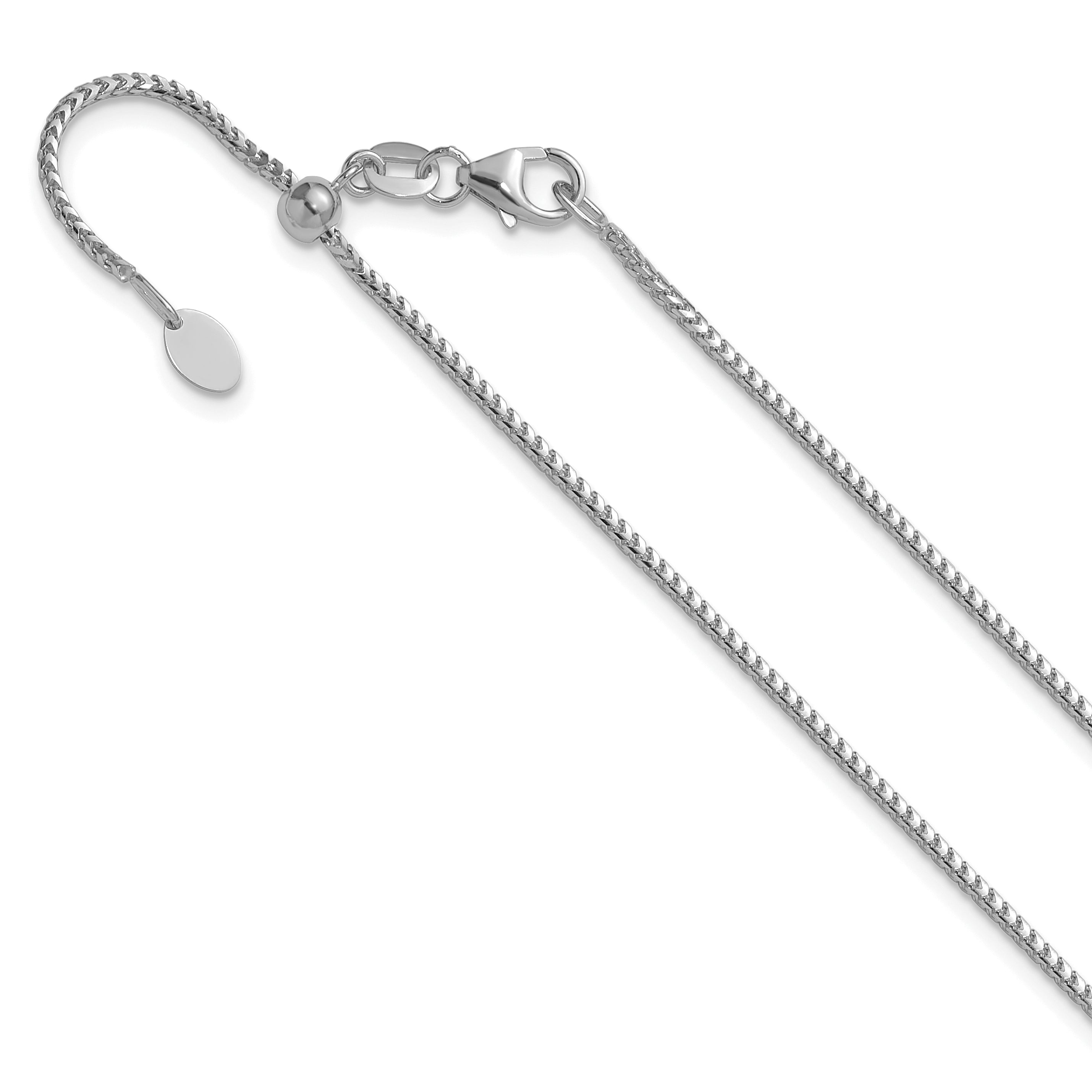 14K White Gold Adjustable 1.25mm Franco Chain