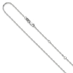 14K White Gold 1.3mm Flat Cable 1in+1in Adjustable Chain