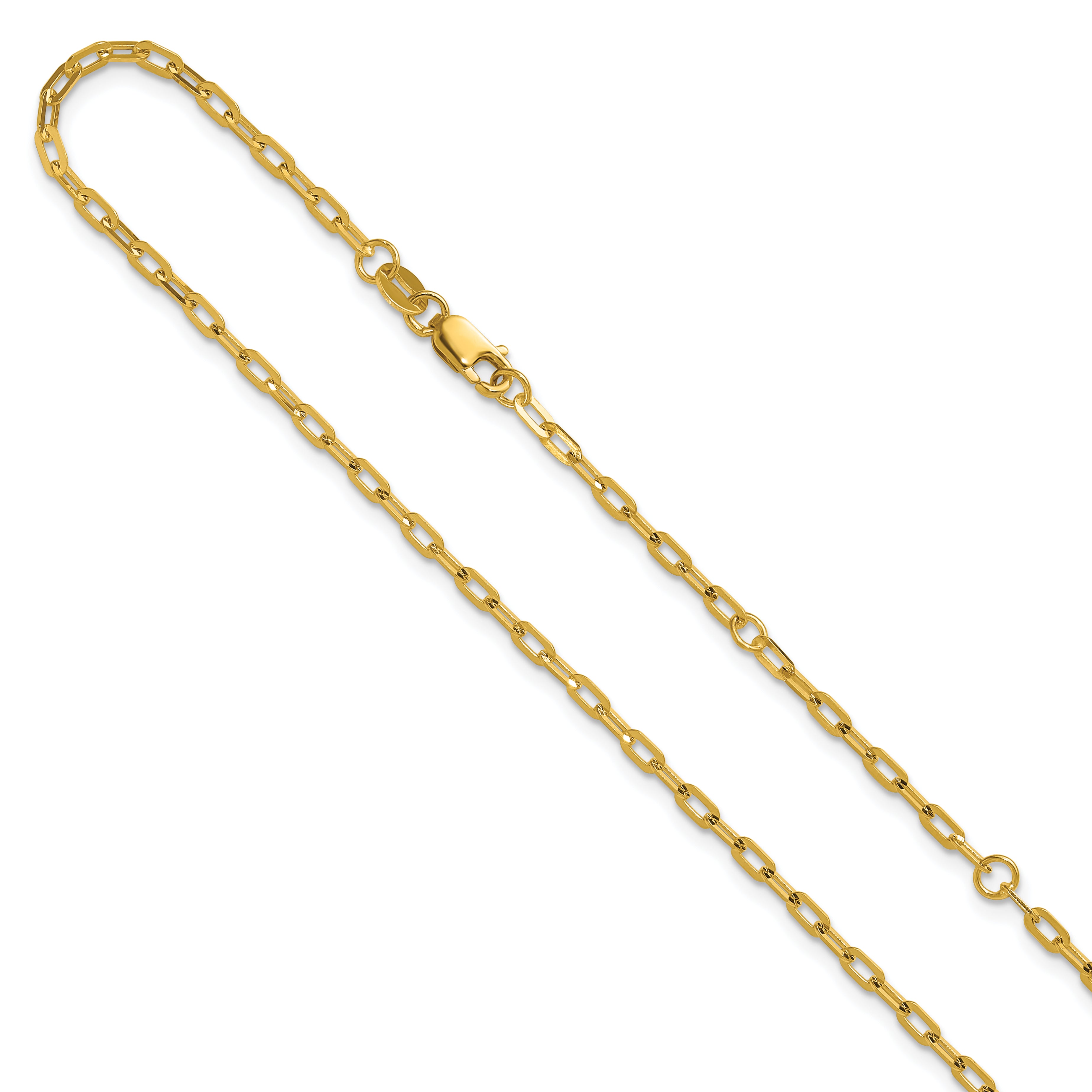 14K 2.0mm Flat Cable 1in+1in Adjustable Chain