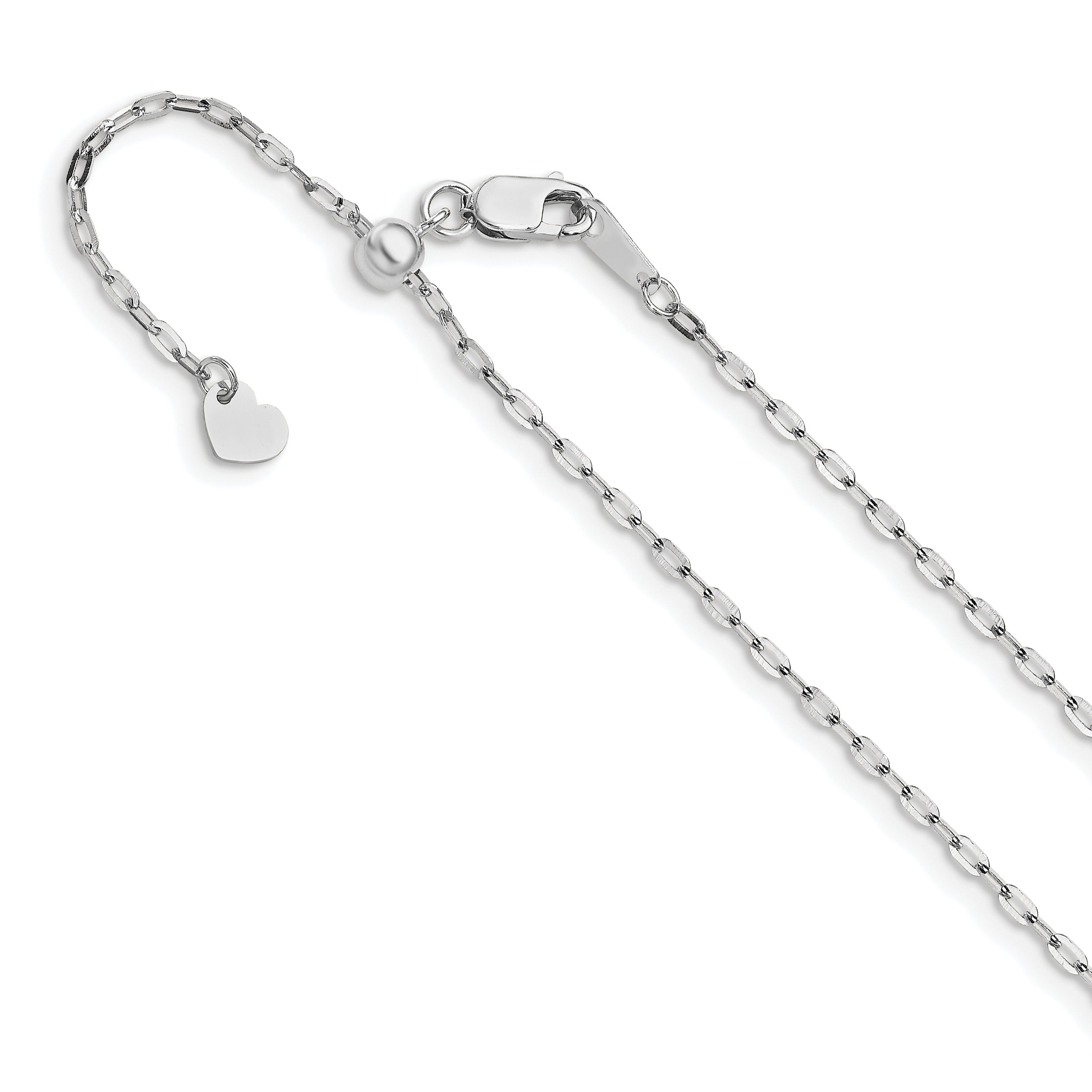 14K White Gold Adjustable 1.3mm Flat Cable Chain