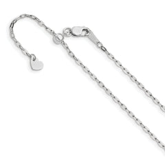 14K White Gold Adjustable 1.3mm Flat Cable Chain