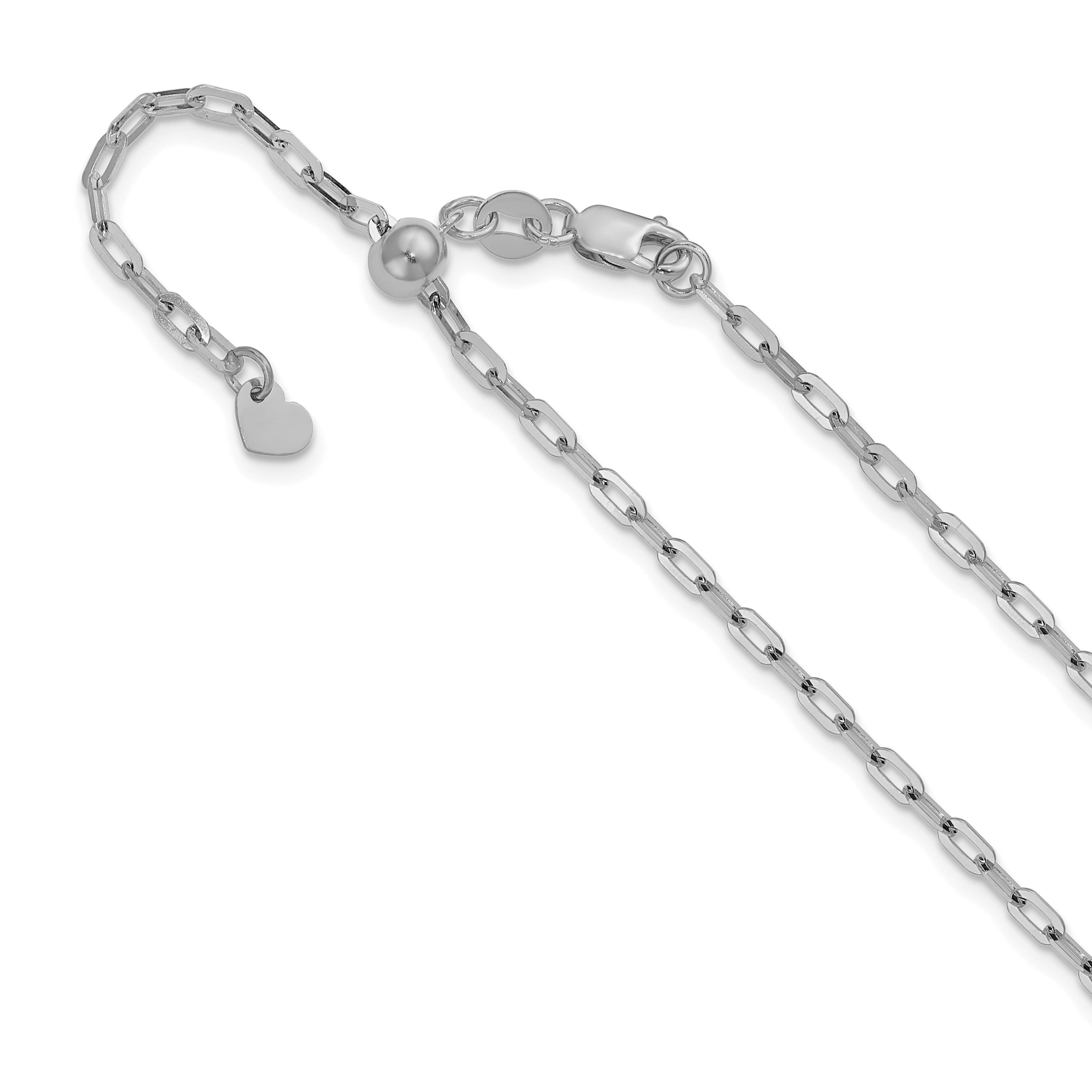 14K White Gold Adjustable 2mm Flat Cable Chain