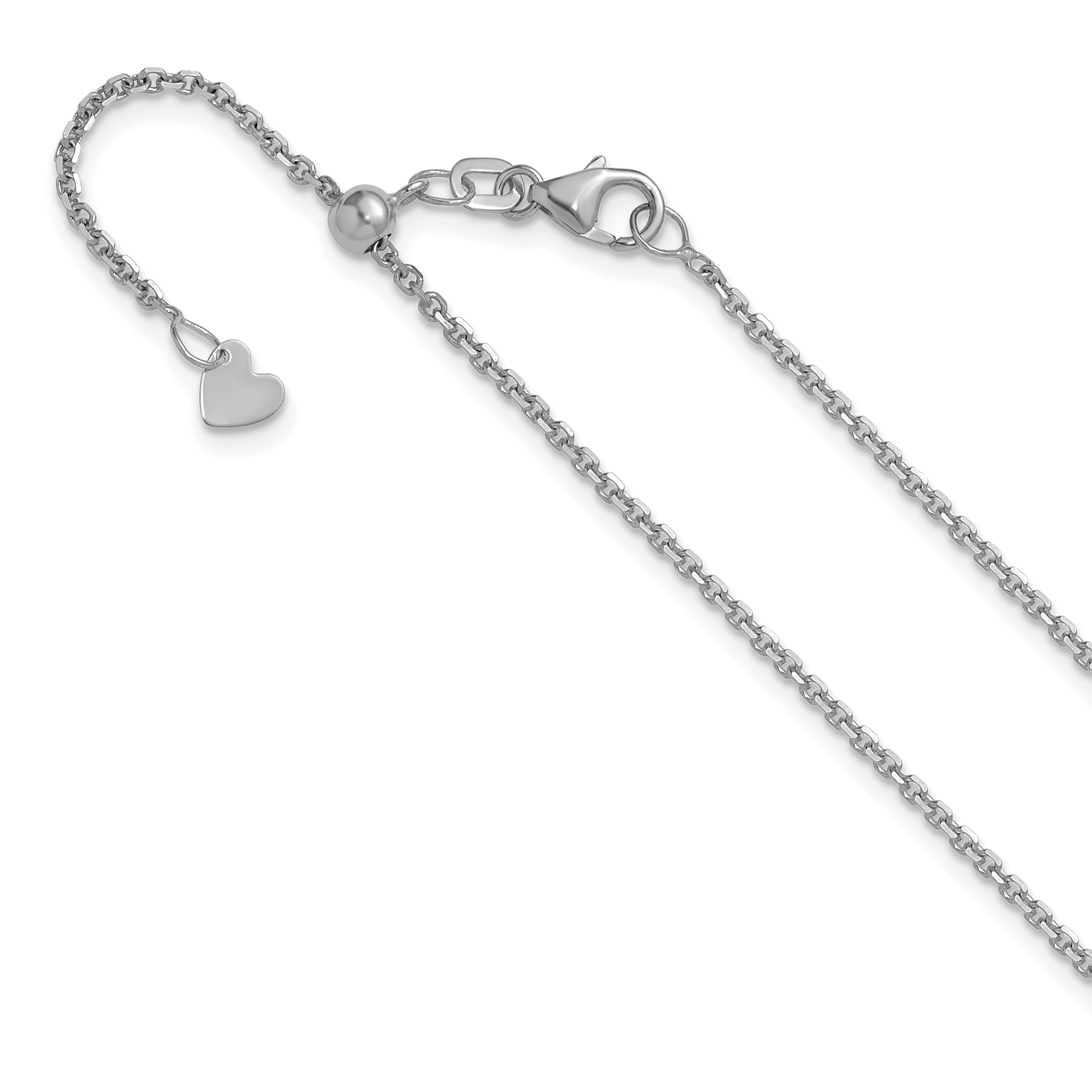14K White Gold Adjustable 1.4mm D/C Cable Chain